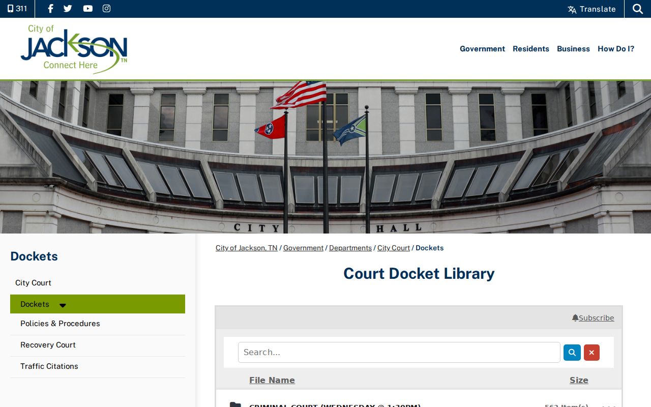 Madison County municipal warrant reference, Jackson City Court docket library