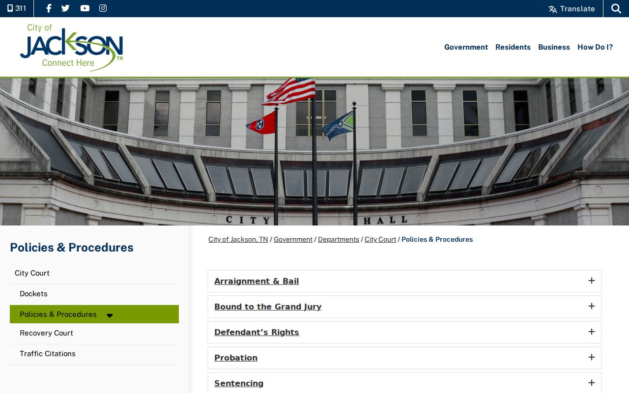 Madison County municipal warrant comparison, Jackson City Court policy page