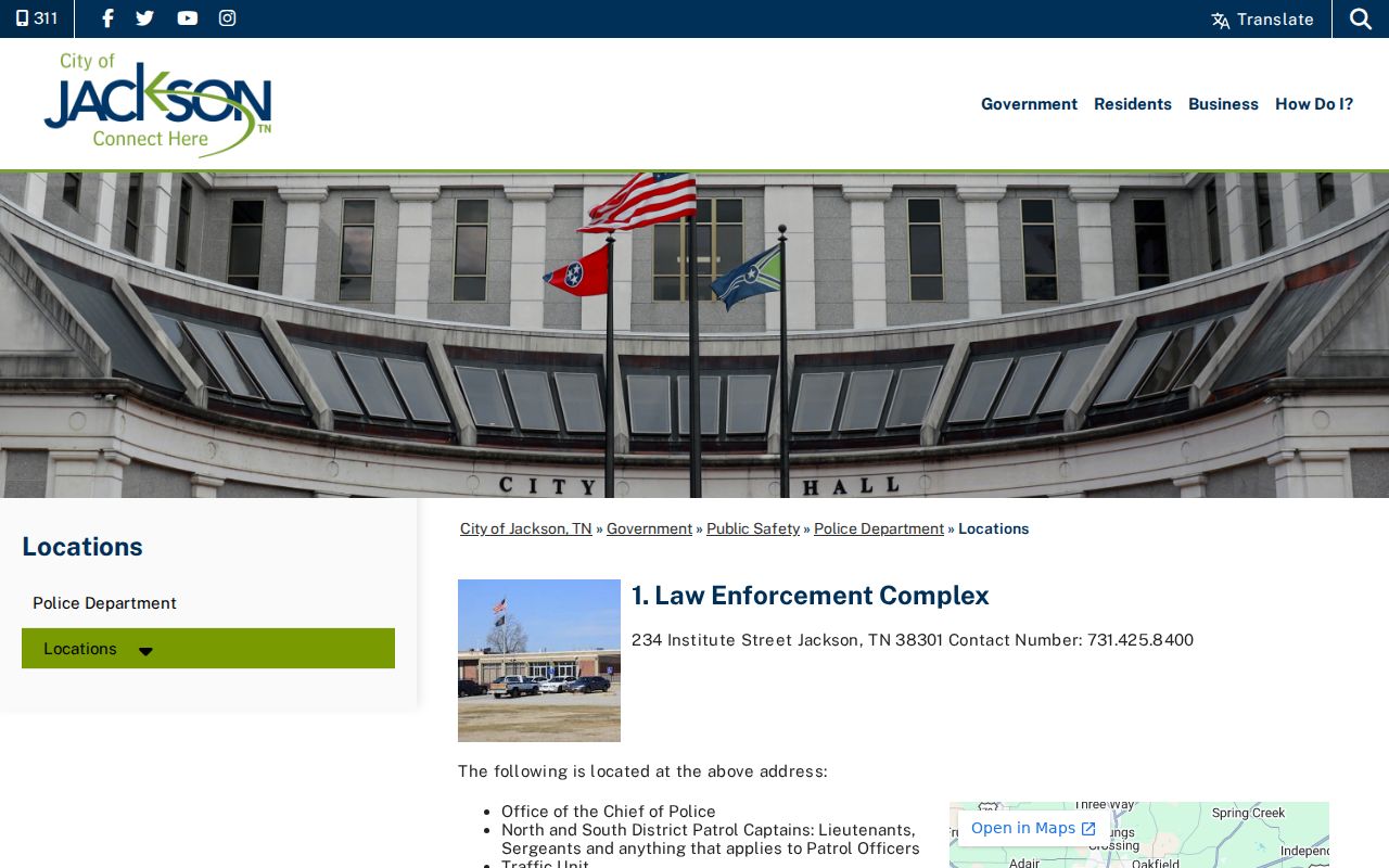 Jackson Police Law Enforcement Complex information for Jackson warrant records