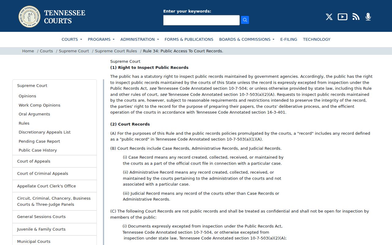Madison County warrant lookup, Tennessee court-record access rule
